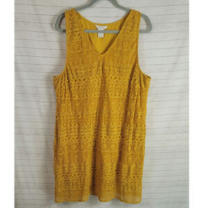 GARNET HILL Easy Embroidered Lace Dress in Goldenrod, sz 16